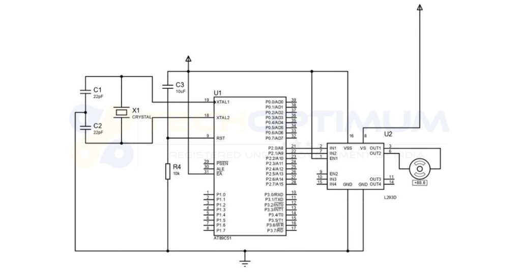 DC Motor Interfacing With 8051 Circuit Diagram