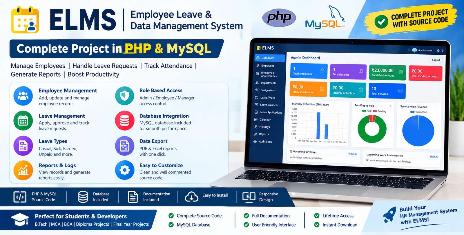 Employee Leave Management System in PHP & MySQL | Source Code Employee Leave Management System